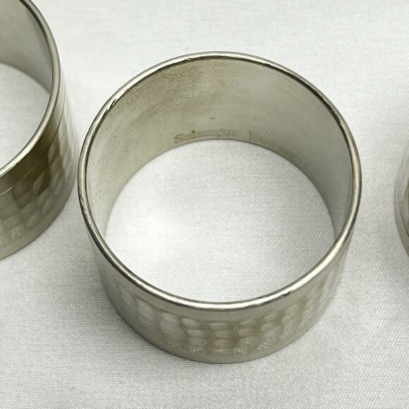 Vintage Selangor Pewter Napkin Rings Set of 4 Hammered Silver Tone 46104 - Picture 5 of 7